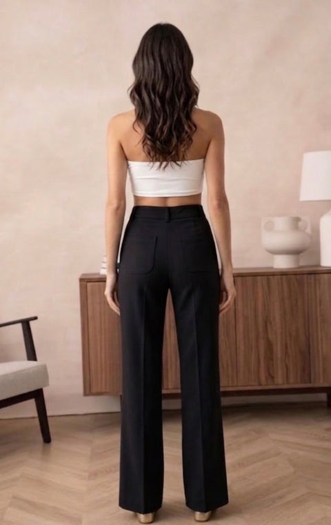 High Waist Signature Pants Black