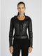 Hooded Mesh Genuine Leather Moto Jacket