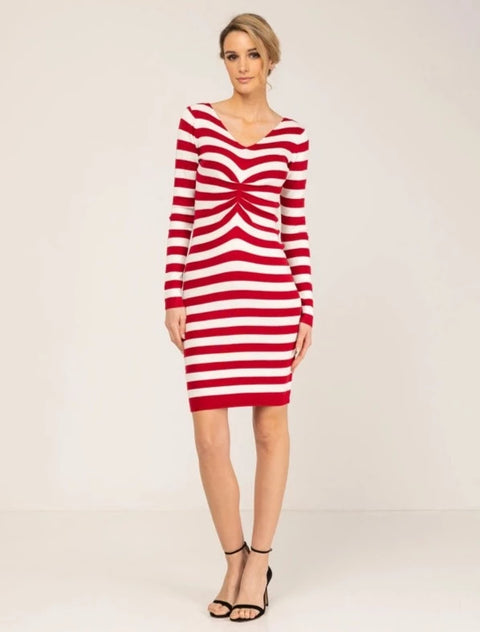 Tailored Striped Knit Dress-Clothing - Women-Tantra-One Size-Urbanheer