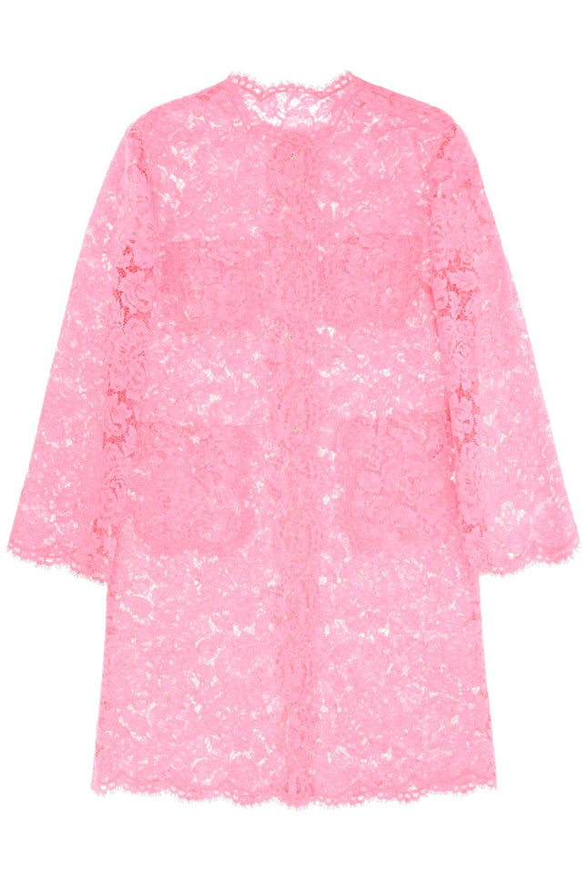 Dust Coat In Floral Cordonnet Lace - Pink