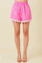 Wavy Trim Cotton Shorts Pink-Shorts-Baevely by Wellmade USA-Pink-S-Urbanheer