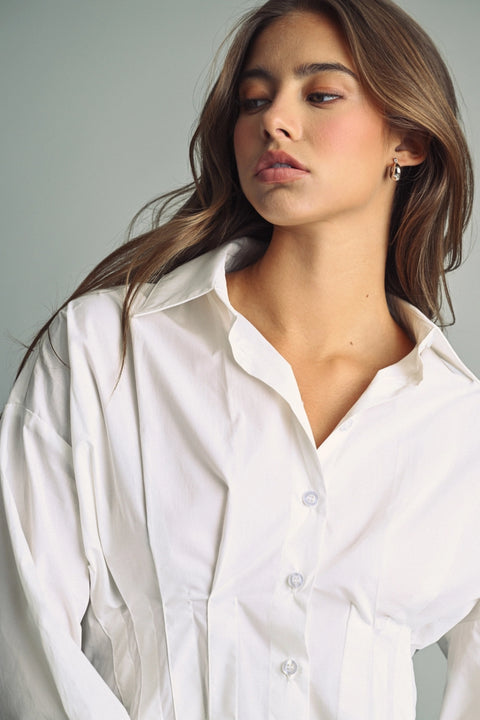 Cinched Pintuck Structured Blouse