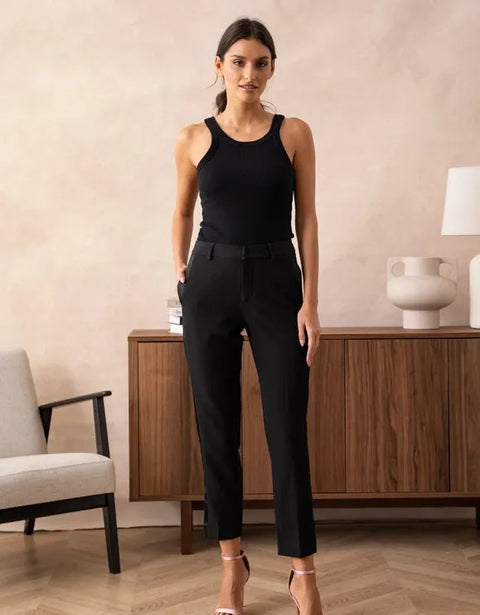 Cigarette Smoking Pants Black-Pants-Attentif Paris-S-Urbanheer