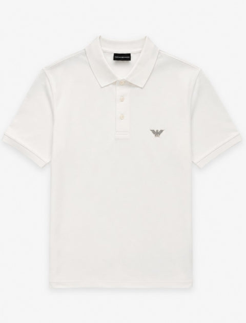Emporio Armani Short Sleeve Polo Shirt Off White