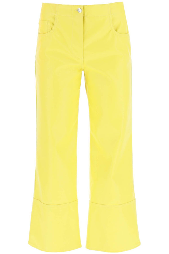 Faux-Nappa Bootcut Pants - Yellow