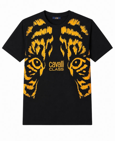 Cavalli Class Black Gold Cotton Men's T-Shirt