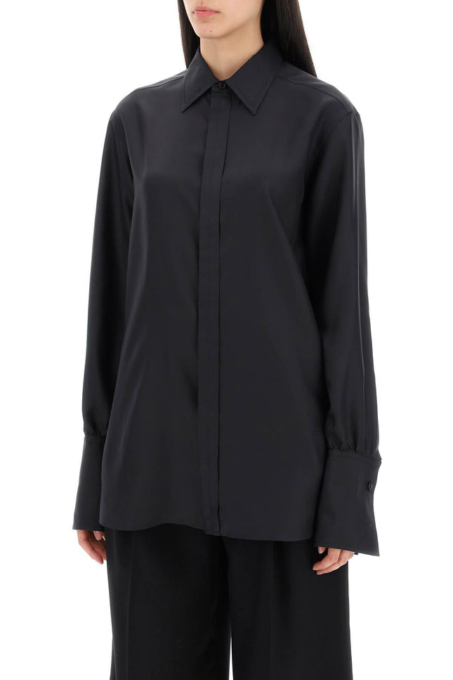 Long-Sleeved Silk Shirt - Black