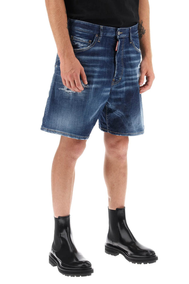Loose Shorts In Used Denim - Blue