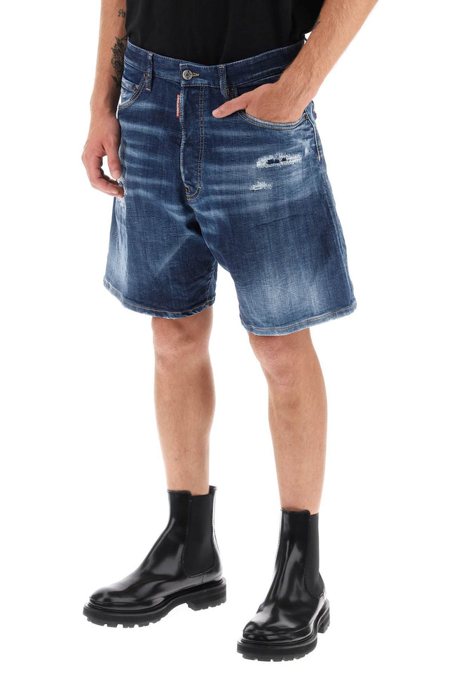Loose Shorts In Used Denim - Blue