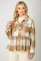 Peplum Fringe Plaid Jacket - Latte