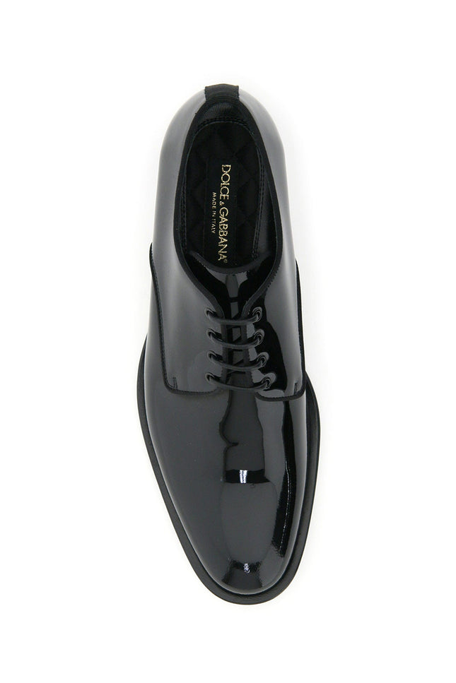 Patent Leather Lace-Up Shoes - Black