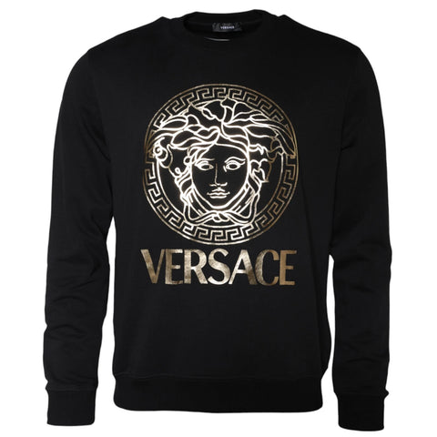 Versace Black Hoodie with Gold Medusa Logo