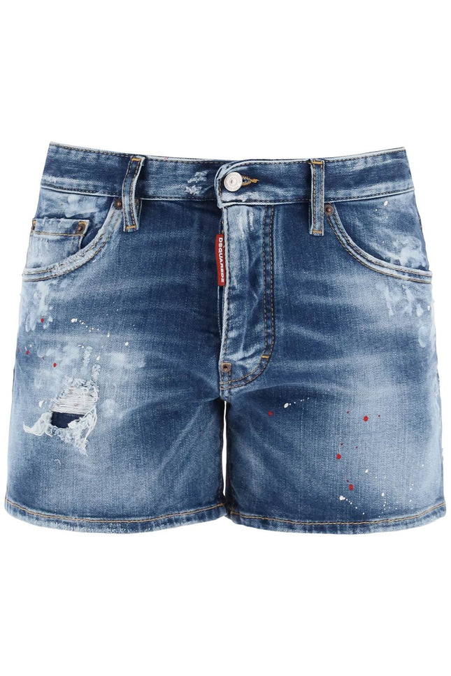 Sexy 70'S Shorts In Worn Out Booty Denim - Blue