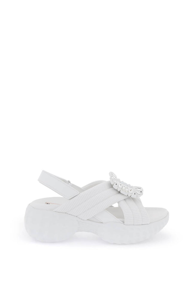 Viv' Run Light Sandals With Rhinestone Buckle - White