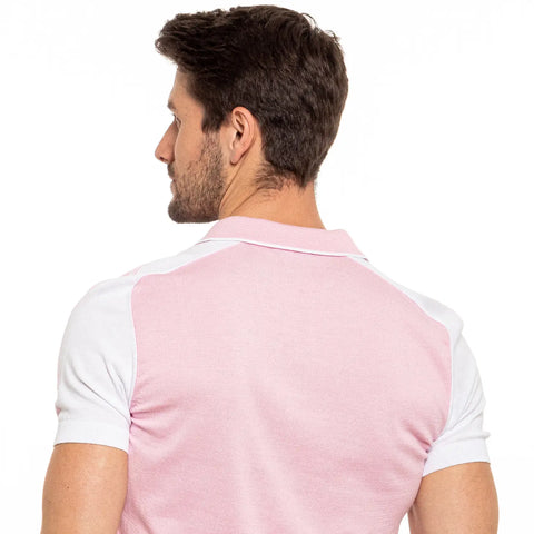 Knit Polo W/ Shoulder Design - Pink-Clothing - Men-Eight X-M-Urbanheer