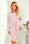 Numoco 209-7 Dress with a wide tied belt - heather-numoco-Heather-XXL-Urbanheer