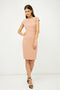 Solid Colour Dress With Cap Sleeves Old Rose Color.-Dresses-Conquista-36-Urbanheer