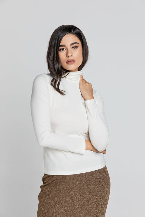 Ecru Turtle Neck Top By Conquista-Conquista-38-Urbanheer