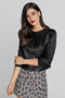 Black Stretch Top With Leather Front-Tops-Conquista-M-Urbanheer