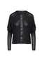 Dark Grey Batwing Top with Faux Leather Detail-Conquista-S-Urbanheer