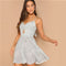Black And White Backless Knot Detail Fit And Flare Cami Dress Women Sleeveless Casual Summer Spaghetti Strap Dresses-UHXC-Black and White-XS-Urbanheer