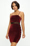 Gliter Mesh Contrast Nylon Zipper Back Closure Dress.-Chocolate USA-S-Urbanheer