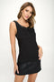 Vegan Leather Contrast Laser Cut Tunic Mini Dress-MILEY + MOLLY-L-BLACK-Urbanheer