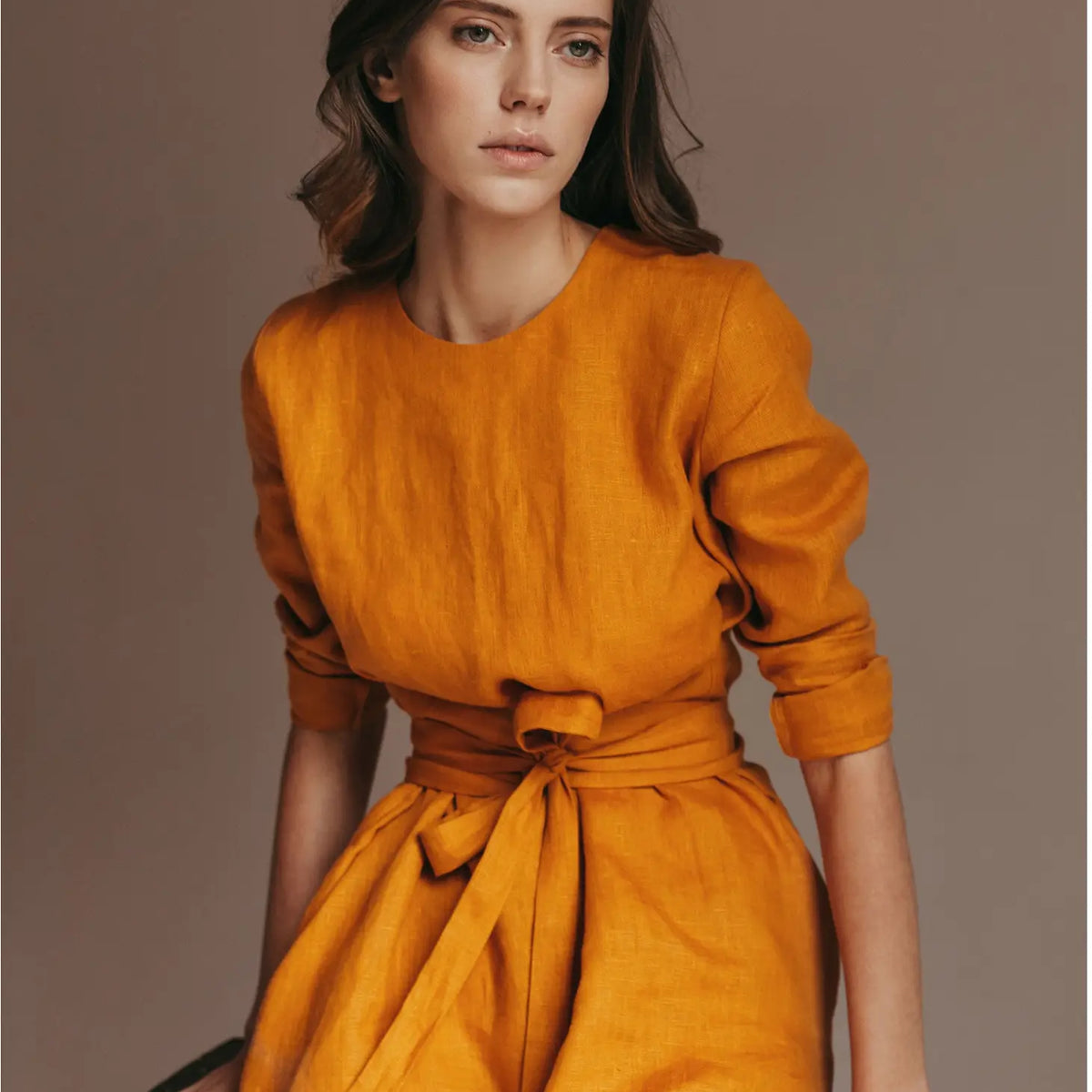 Mustard yellow wrap dress M main image 0