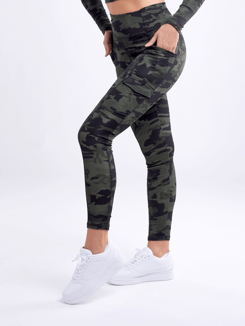 High-Waisted Leggings with Side Cargo Pockets-JupiterGear-French Camo-Small / Medium-Urbanheer