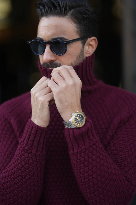 Bordeaux Men'S Turtleneck Jumper Sweater-Clothing - Men-Donato-S-Urbanheer