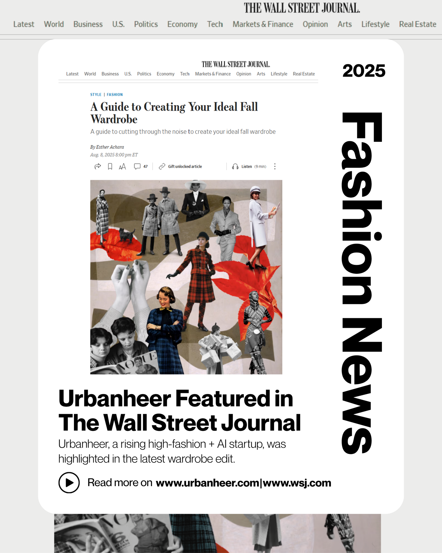 Urbanheer Featured in The Wall Street Journal’s Wardrobe Guide