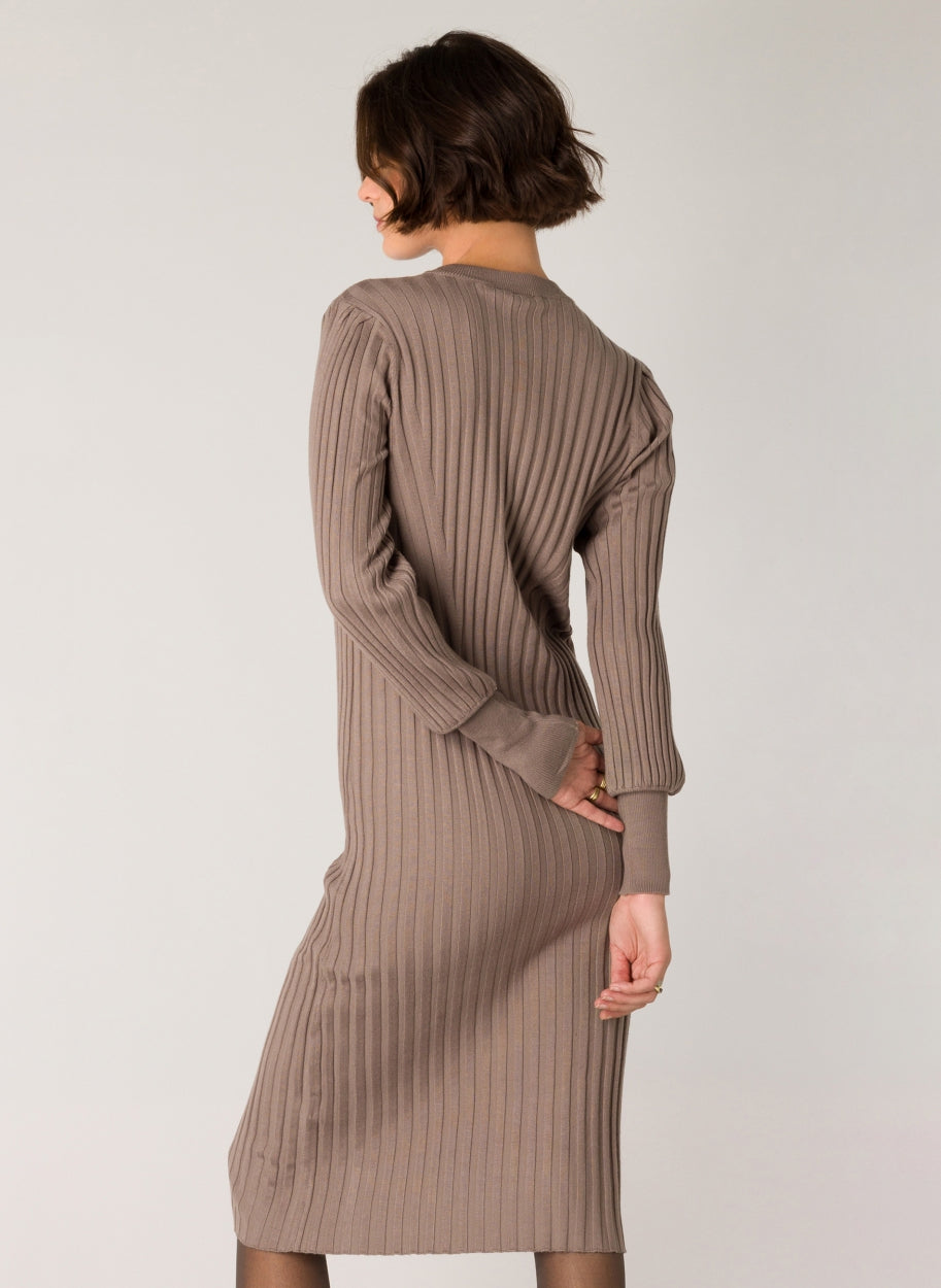 Sally Knitted Dress-Dresses-Yest-Taupe-6-Urbanheer