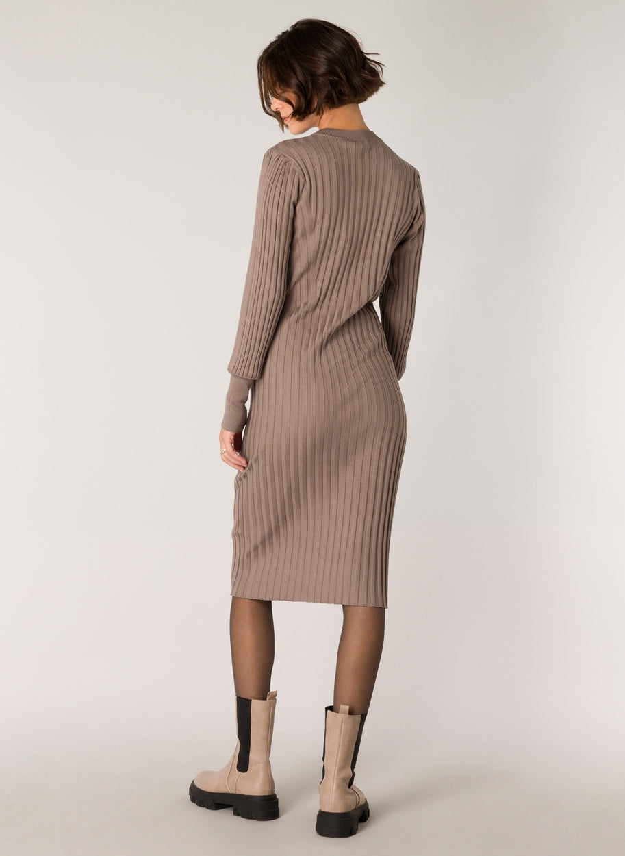 Sally Knitted Dress-Dresses-Yest-Taupe-6-Urbanheer