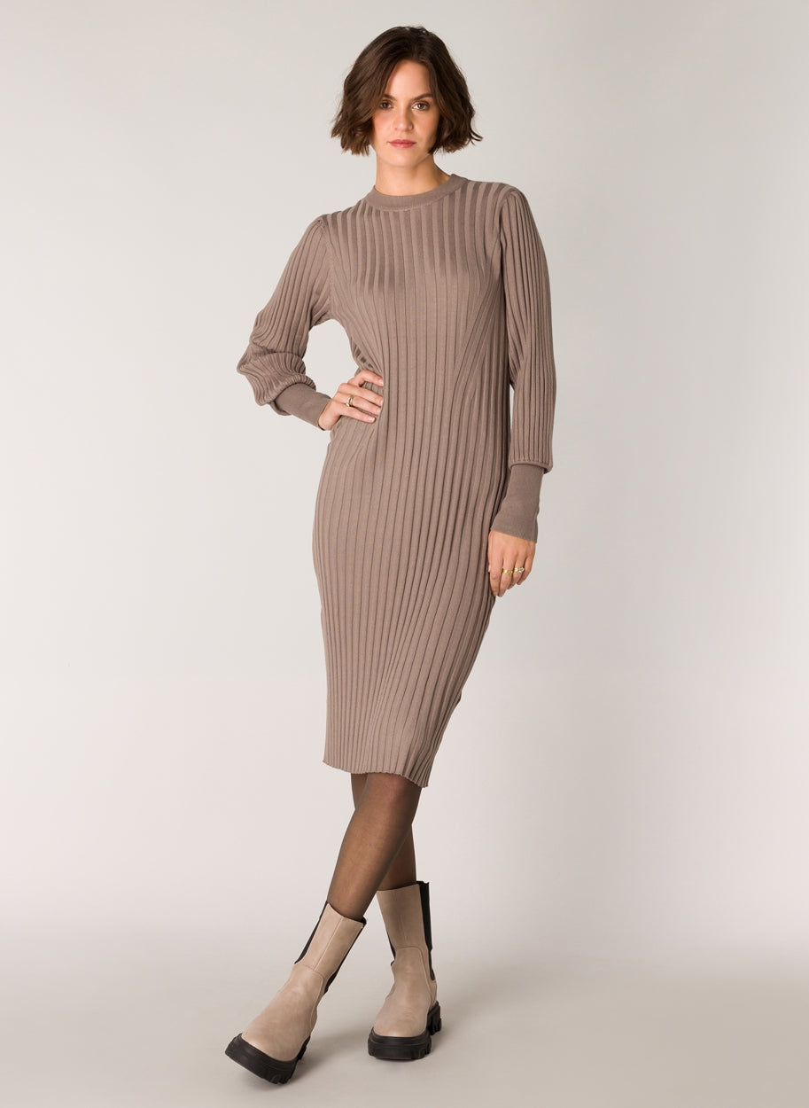 Sally Knitted Dress-Dresses-Yest-Taupe-6-Urbanheer