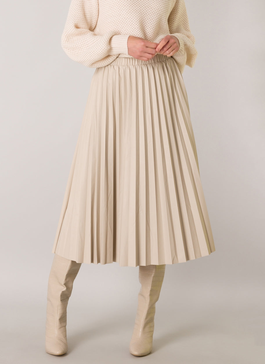 Aiko Essential high-quality PU-coated fabric skirt-Skirts-Yest-Light Grey-2-Urbanheer