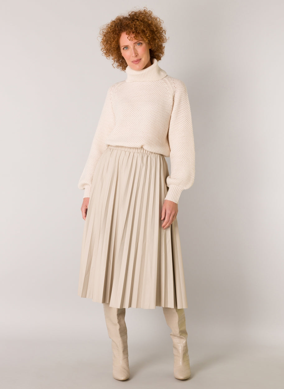 Aiko Essential high-quality PU-coated fabric skirt-Skirts-Yest-Light Grey-2-Urbanheer