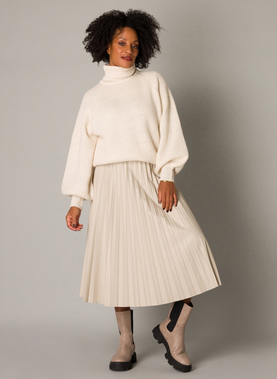 Aiko Essential high-quality PU-coated fabric skirt-Skirts-Yest-Light Grey-2-Urbanheer