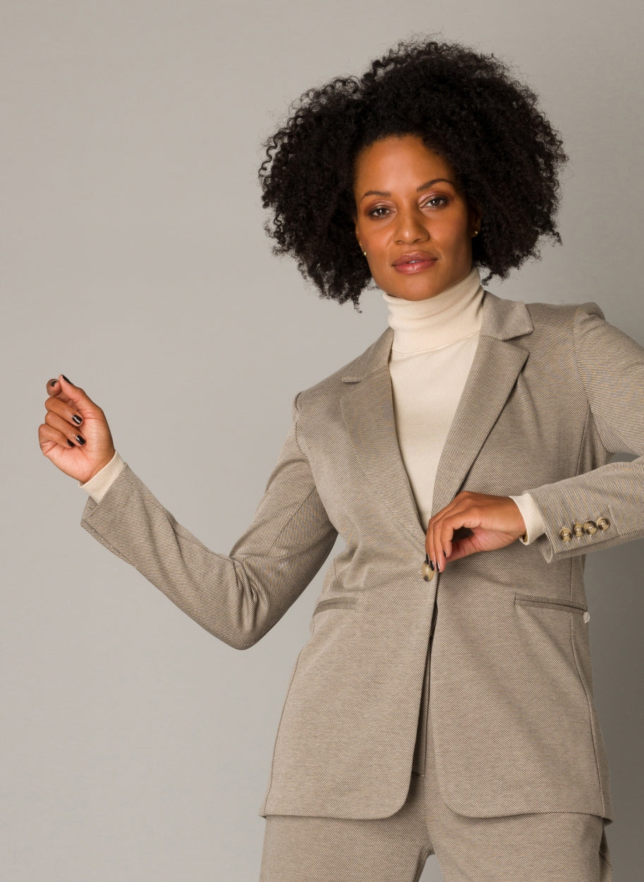 Eslem blazer-Jackets & Blazers-Yest-Light Khaki/Melange-2-Urbanheer