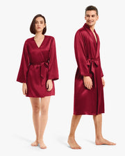 His & Hers Silk Smooth Robes Claret-Pajamas-MommeSilk-XS-Men's-Urbanheer