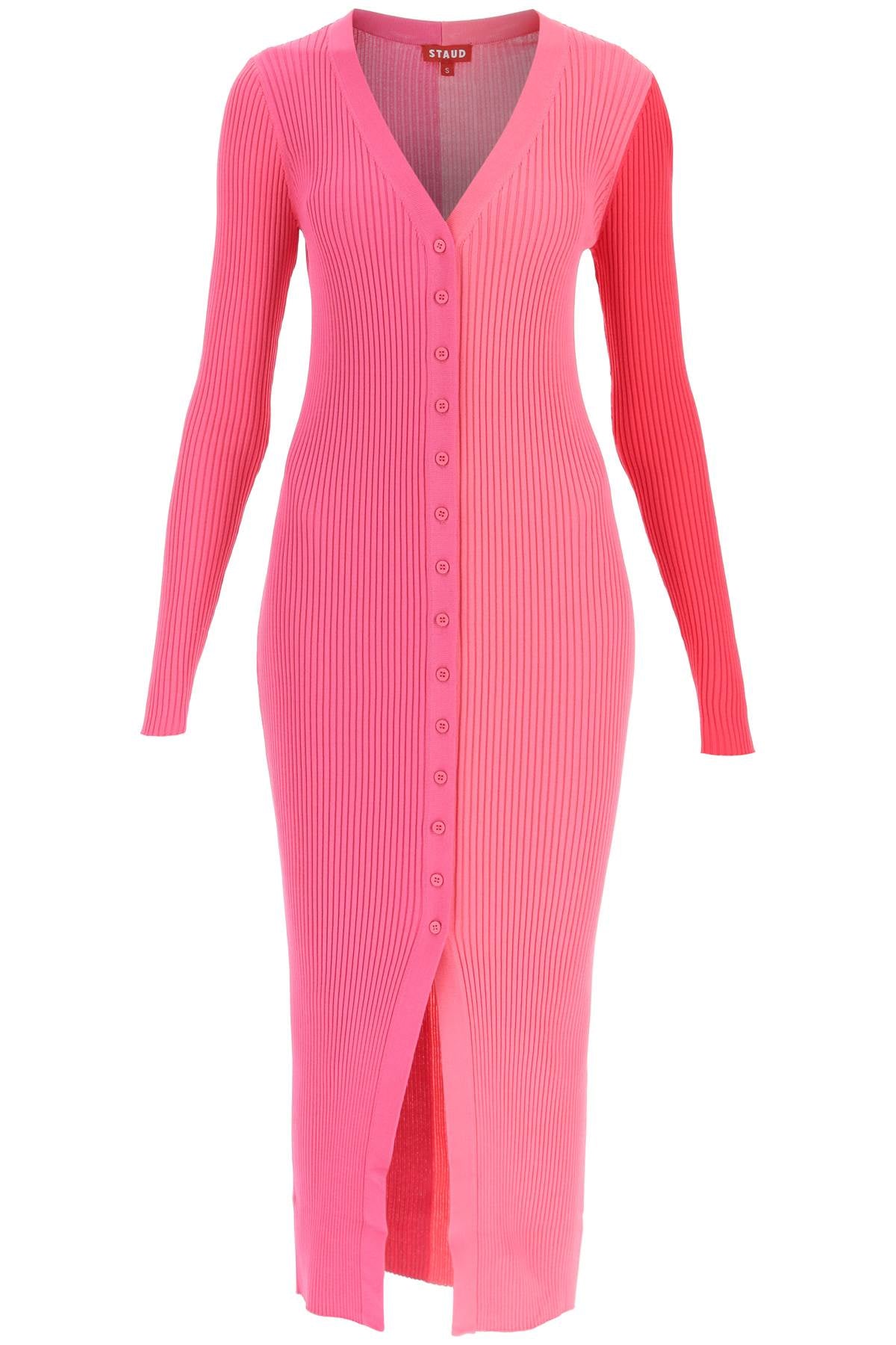 Staud Ribbed Knit 'Shoko' Dress-Staud-Mixed colours-M-Urbanheer