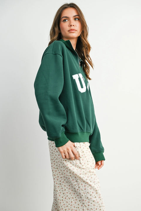 Quarter Zip Long Sleeve Sweatshirt