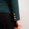 Timeless Fitted Blazer Jacket with Gold Double-Breasted Buttons Bottle Green-Jacket-Attentif Paris-S-Urbanheer