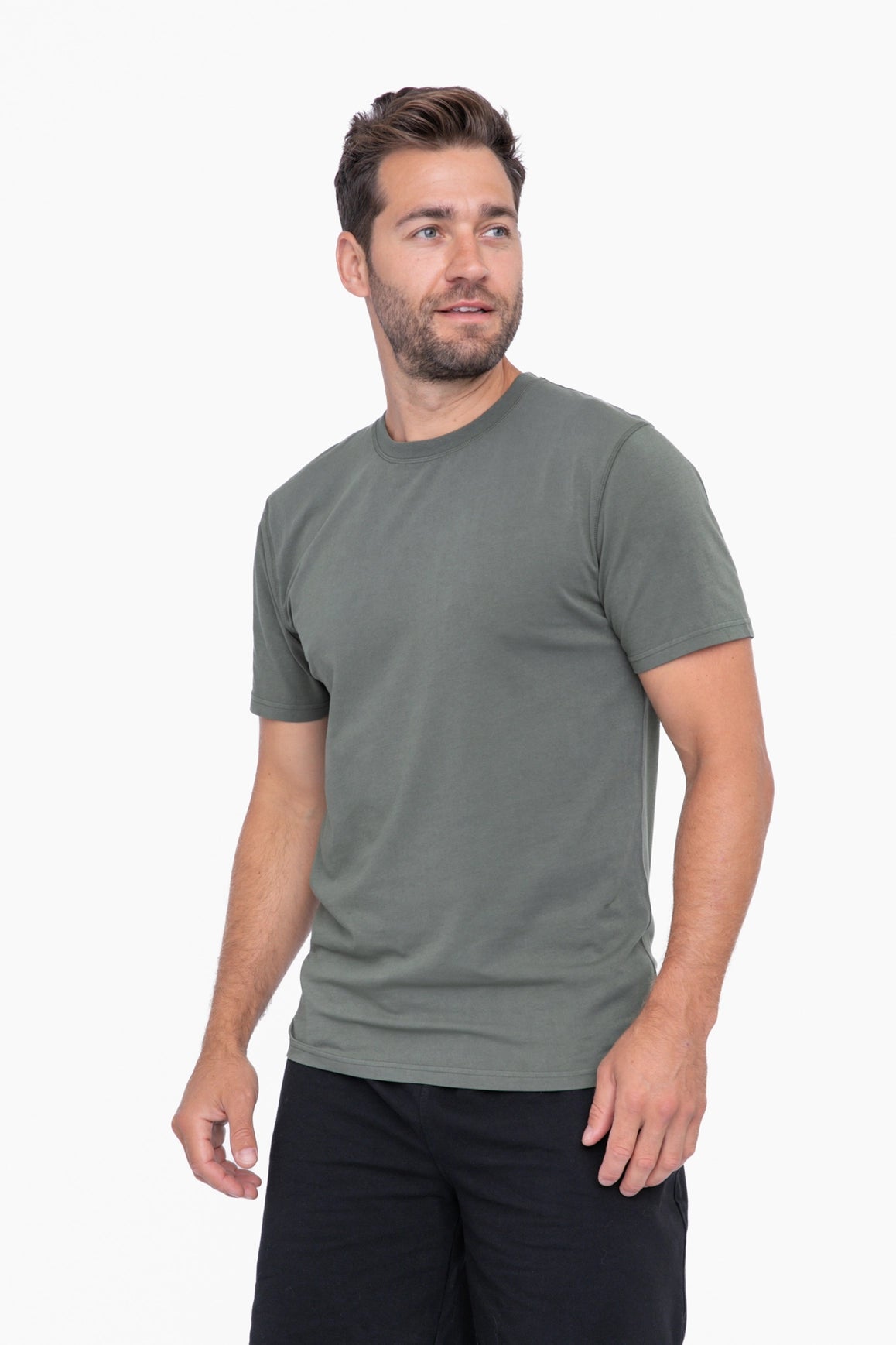 Pima Cotton Blend Short Sleeve Tee-Mono B-S-Dark Sage-Urbanheer