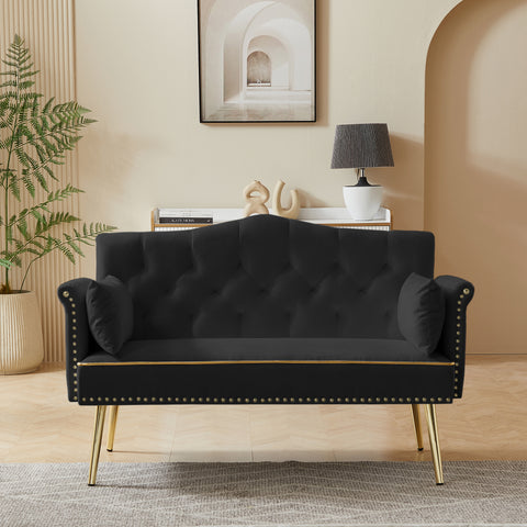 BLACK 2 SEATER SOFA