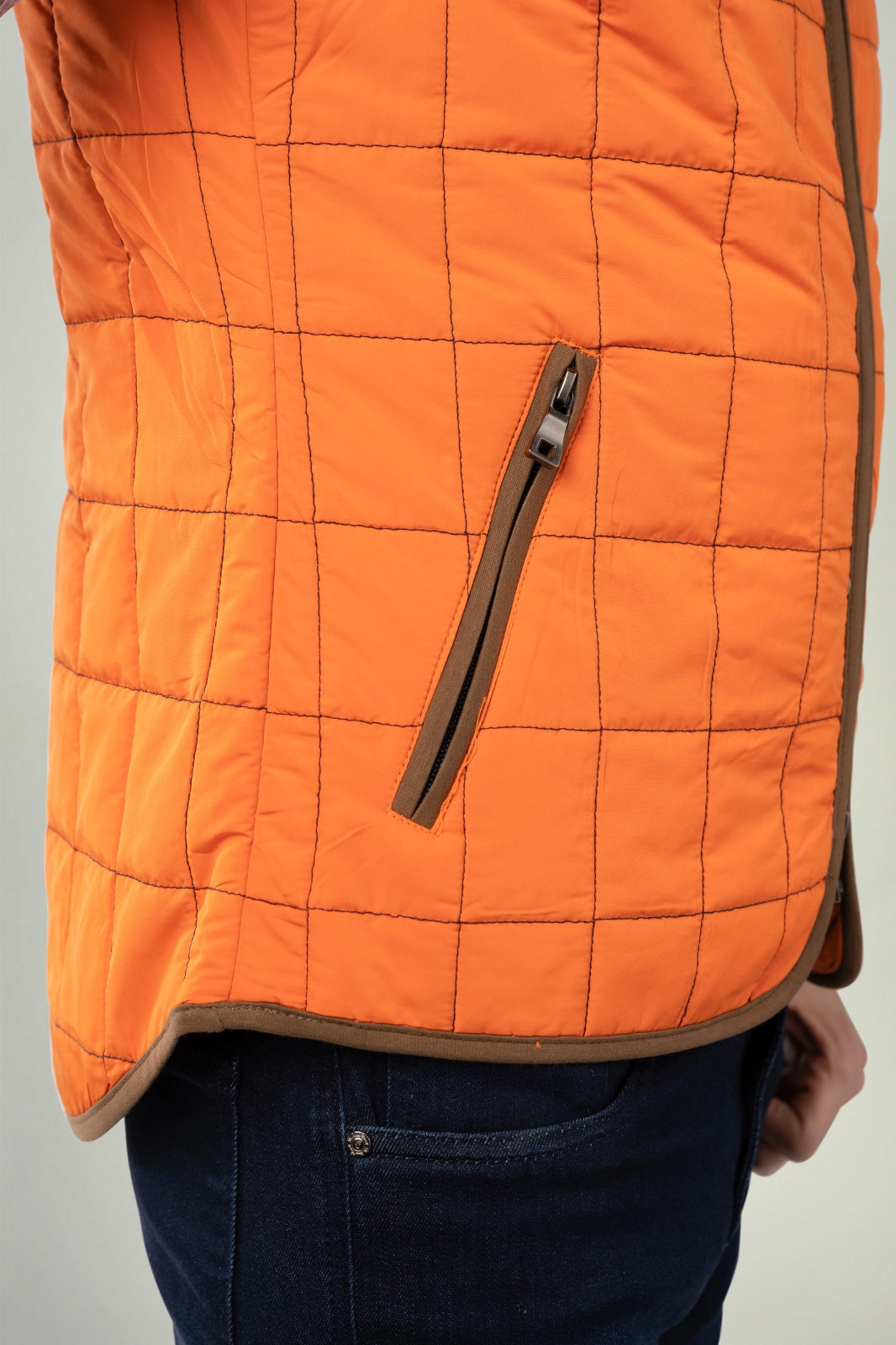 Orange Quilted Zip Up Vest-Clothing - Men-Luchiano Visconti-M-Urbanheer