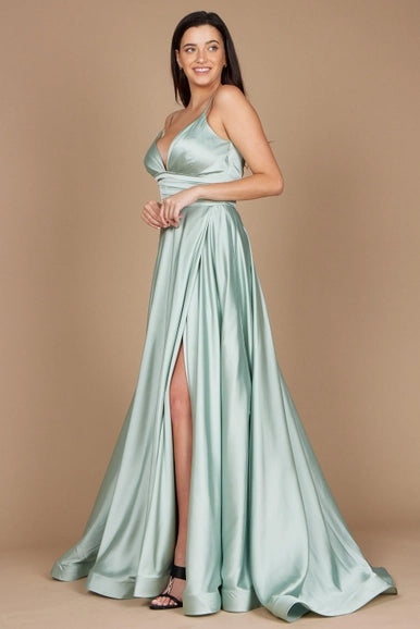 Sage Spaghetti Strap Prom Long Formal Gown Wholesale-Dylan & Davids-4-Sage-Urbanheer