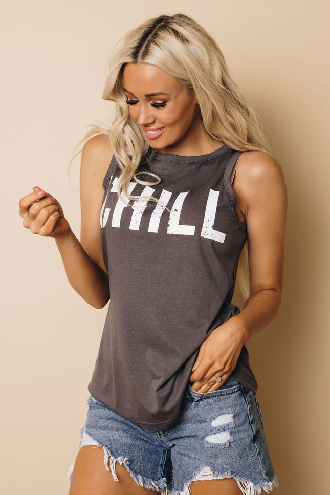 "CHILL" Printed Tank-Stay Warm in Style-Urbanheer