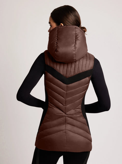 Elongated Puffer Vest - Chocolate