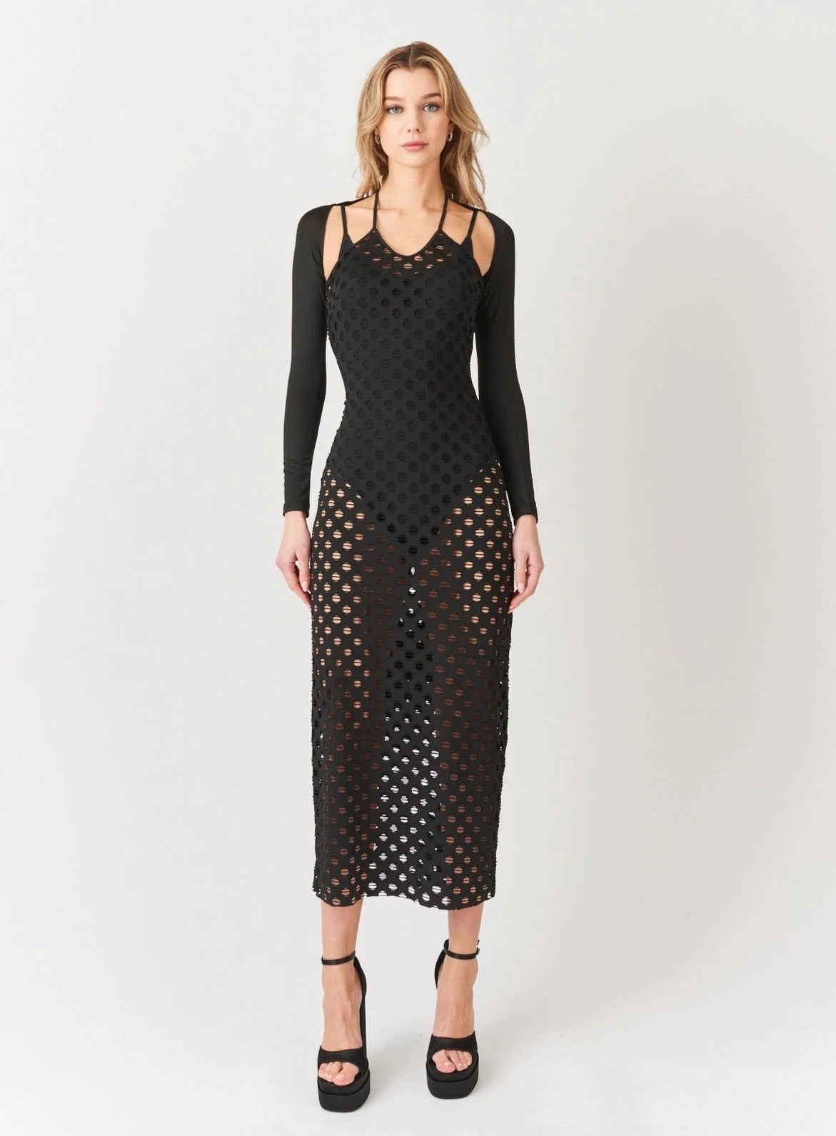 Simone Long Sleeve Halter Neck Maxi Dress-Clothing - Women-Amy Lynn-S-Black-Urbanheer