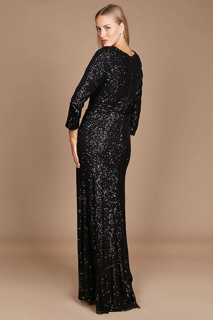 Long Sleeve Sequin Formal Dress Wholesale Black-Dress-Dylan & Davids-Urbanheer